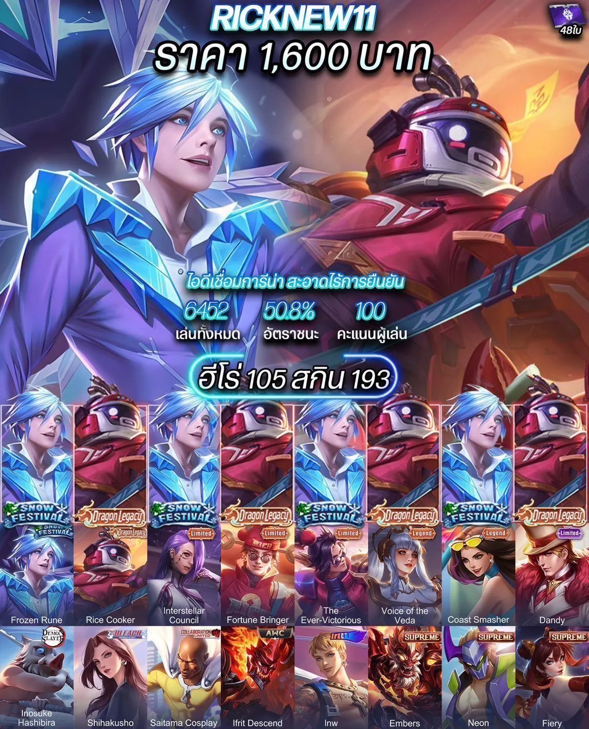 ฮีโร่ 105 สกิน 193 - Garena RoV